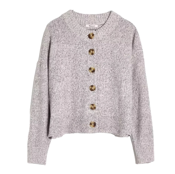 Madewell Broadway Cardigan Button Front Long Sleeve Gray Sweater NWT - Picture 2 of 7